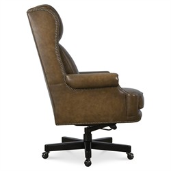 Clive Updated Traditional Brown Leather Swivel Office Chair|