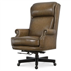 Clive Updated Traditional Brown Leather Swivel Office Chair|
