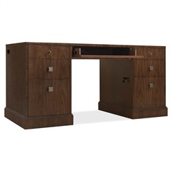 Alaine Modern Classic Dark Brown Walnut Wood Executive Desk|