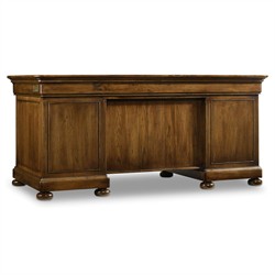 Alban Updated Traditional Dark Brown Pecan Wood Executive Desk|