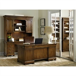 Alban Updated Traditional Dark Brown Pecan Wood Executive Desk|