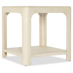 Elara Coastal Beach Cream Raffia Wood Square End Table|