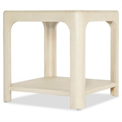 Elara Coastal Beach Cream Raffia Wood Square End Table|