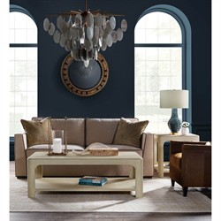 Elara Coastal Beach Cream Raffia Wood Square End Table|