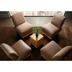 Aurore Modern Classic Brown Burl Wood Square Block Side Table|