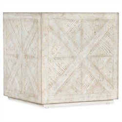Blaine Coastal Beach Cream Pine Wood Distressed Square Block End Table|