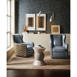 Tara Coastal Beach Light Brown Wood Woven Rope Round Accent Table|