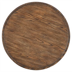 Wilson Updated Traditional Brown Oak Distressed Round Spindle Accent Table|