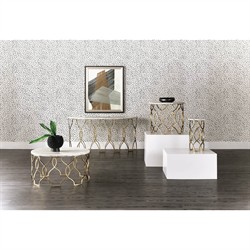 Arlo Modern Classic White Onyx Gold Metal Drink Table|