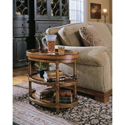 Mercer Updated Traditional Brown Mappa Burl Oval Side Table|