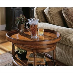 Mercer Updated Traditional Brown Mappa Burl Oval Side Table|