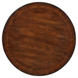 Finn Updated Traditional Dark Brown Walnut Wood Pedestal Round Side Table|