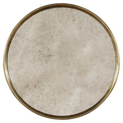 Elysia Updated Traditional Silver Greige Wood Mirrored Round Side Table|