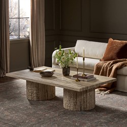 Angelo Modern Classic Beige Travertine Rectangular Coffee Table|
