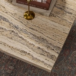 Angelo Modern Classic Beige Travertine Rectangular Coffee Table|