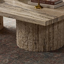 Angelo Modern Classic Beige Travertine Rectangular Coffee Table|