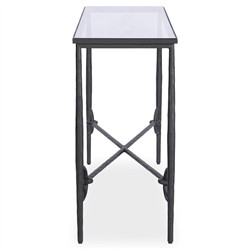 Ceasar French Country Black Iron Rectangular Console Table|