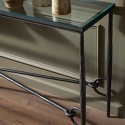 Ceasar French Country Black Iron Rectangular Console Table|