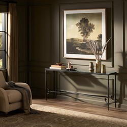 Ceasar French Country Black Iron Rectangular Console Table|