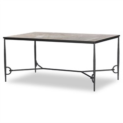 Ceasar French Country Beige Marble Black Iron Desk|