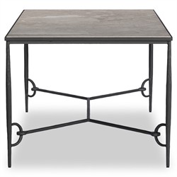 Ceasar French Country Beige Marble Black Iron Desk|