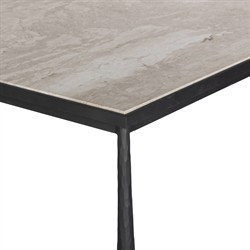 Ceasar French Country Beige Marble Black Iron Desk|