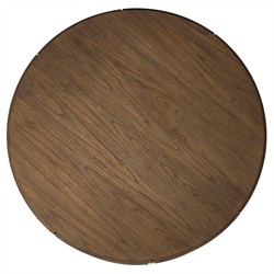 Bertie Rustic Lodge Black Painted Linen Brown Wood Round Storage Coffee Table|