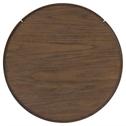 Bertie Rustic Lodge Black Painted Linen Brown Wood Round Storage End Table|
