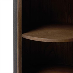 Bertie Rustic Lodge Black Painted Linen Brown Wood Round Storage End Table|