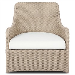 Heather Coastal Beach Vintage White Woven Outdoor Swivel Chair|