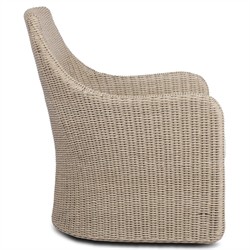 Heather Coastal Beach Vintage White Woven Outdoor Swivel Chair|