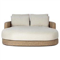 Caney Coastal Beach Brown Woven Outdoor Double Chaise Lounge|