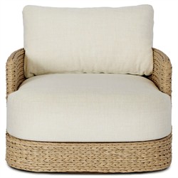 Caney Coastal Beach Brown Woven Outdoor Swivel Chair|
