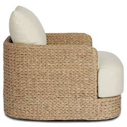 Caney Coastal Beach Brown Woven Outdoor Swivel Chair|