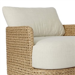 Caney Coastal Beach Brown Woven Outdoor Swivel Chair|