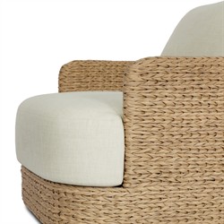 Caney Coastal Beach Brown Woven Outdoor Swivel Chair|
