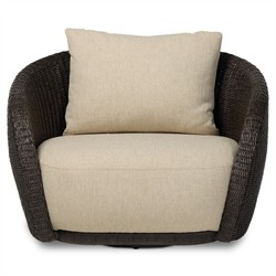 Cyra Coastal Beach Dark Brown Woven Outdoor Swivel Chair|