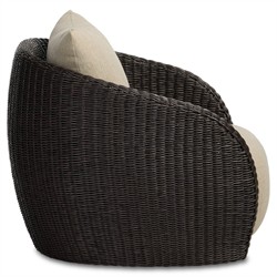 Cyra Coastal Beach Dark Brown Woven Outdoor Swivel Chair|