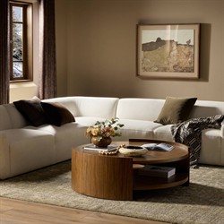 Damari Rustic Lodge Brown Wood Round Coffee Table|