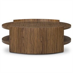 Damari Rustic Lodge Brown Wood Round Coffee Table|