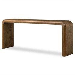 Daven Rustic Lodge Brown Oak Burl Rectangular Console Table|