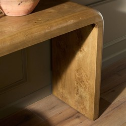 Daven Rustic Lodge Brown Oak Burl Rectangular Console Table|