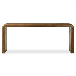 Daven Rustic Lodge Brown Oak Burl Rectangular Console Table|