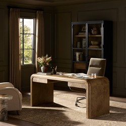 Daven Rustic Lodge Brown Oak Burl Desk|