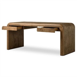 Daven Rustic Lodge Brown Oak Burl Desk|