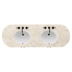 Dean Modern Classic Beige Marble Brown Oak Double Vanity Sink - 72"|