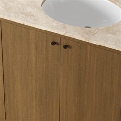 Dean Modern Classic Beige Marble Brown Oak Double Vanity Sink - 72"|