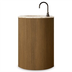 Dean Modern Classic Beige Marble Brown Oak Single Vanity Sink - 40"|