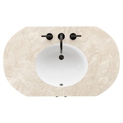 Dean Modern Classic Beige Marble Brown Oak Single Vanity Sink - 40"|