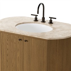 Dean Modern Classic Beige Marble Brown Oak Single Vanity Sink - 40"|